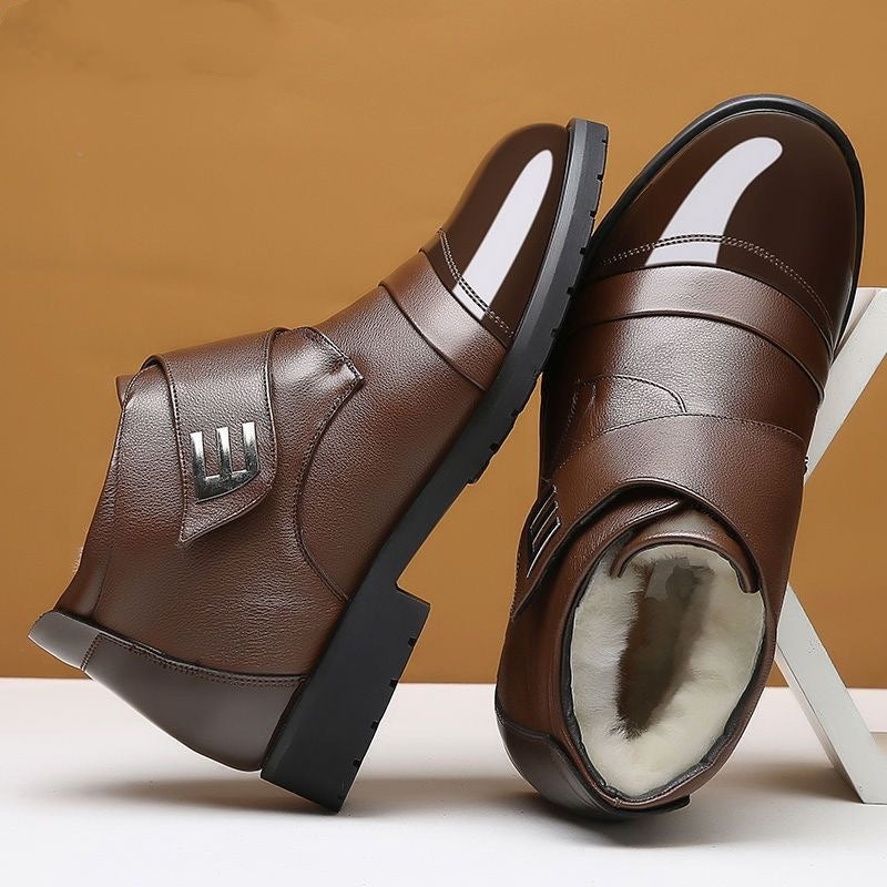 Gefütterte Herren-Stiefel mit Klettverschluss