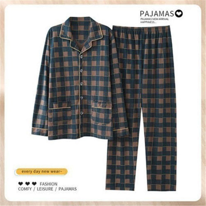 Herren-Pyjama-Set aus reiner Baumwolle, kariert
