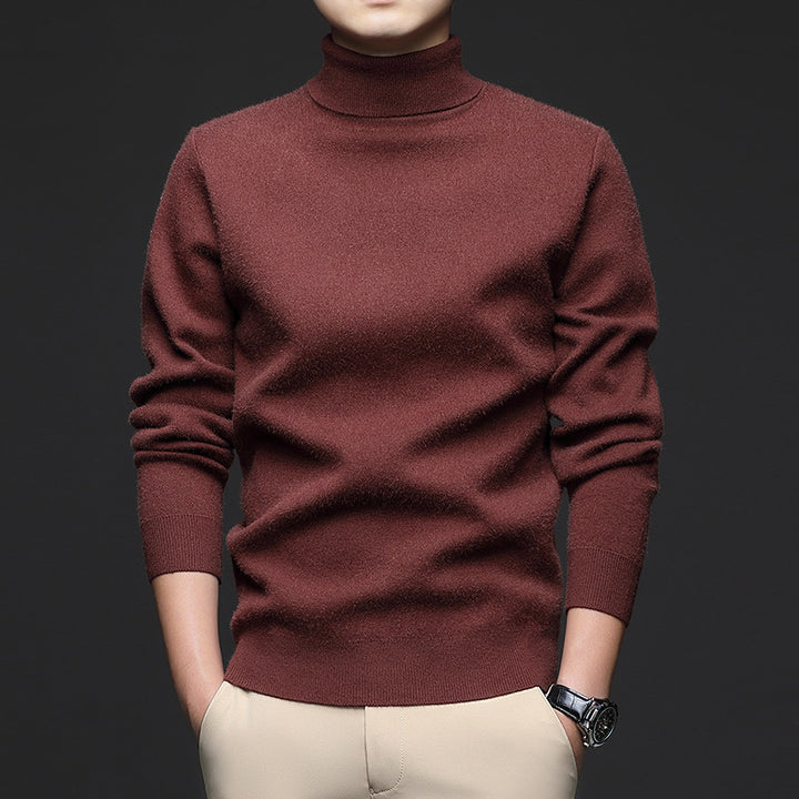 Herren-Rollkragenpullover, gestrickt, warm, für den Winter