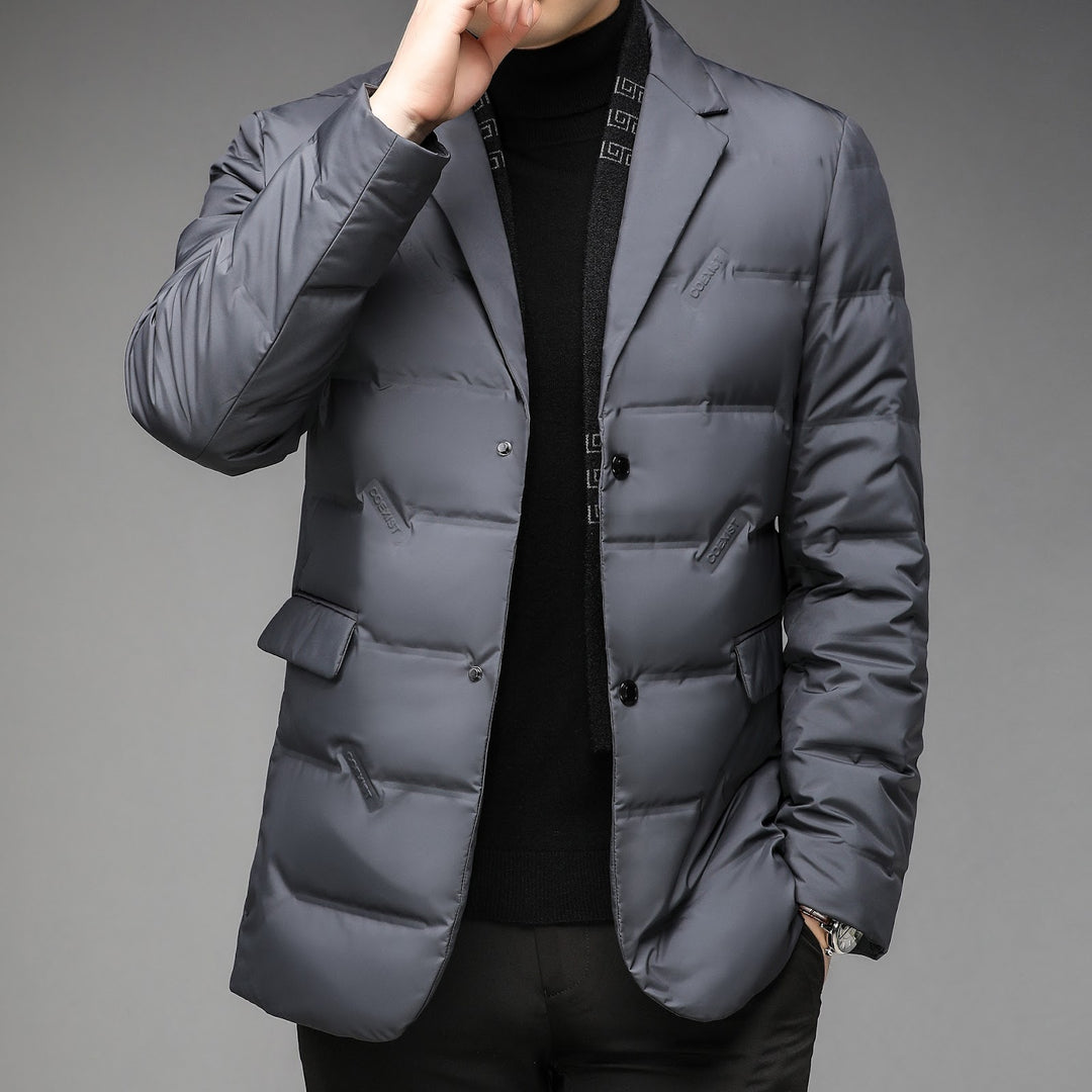 Herren-Daunenjacke im Sakko-Stil mit abnehmbarem Kragen