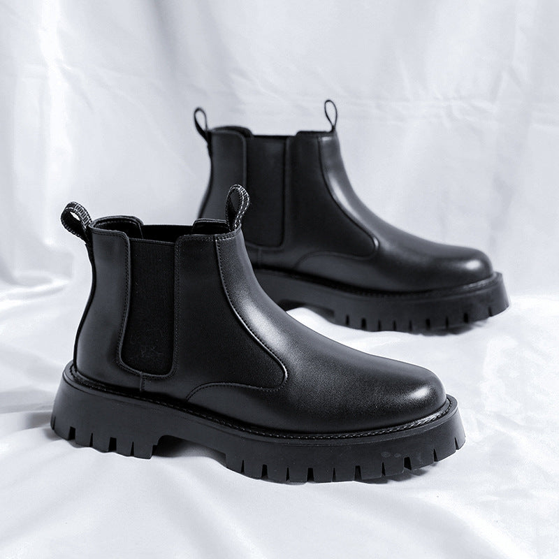 Herren-Chelsea-Stiefel, Mikrofaser, Gummisohle