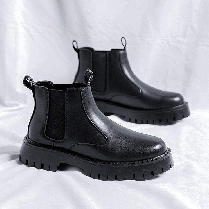 Herren-Chelsea-Stiefel, Mikrofaser, Gummisohle