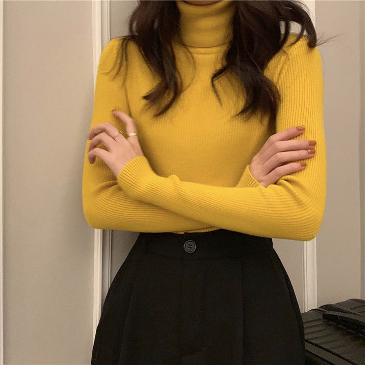 Damen-Strickpullover mit Rollkragen, körpernah