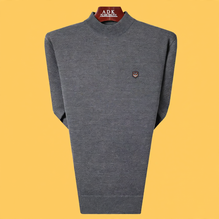 Herren-Strickpullover mit Rundhalsausschnitt und Fleecefutter