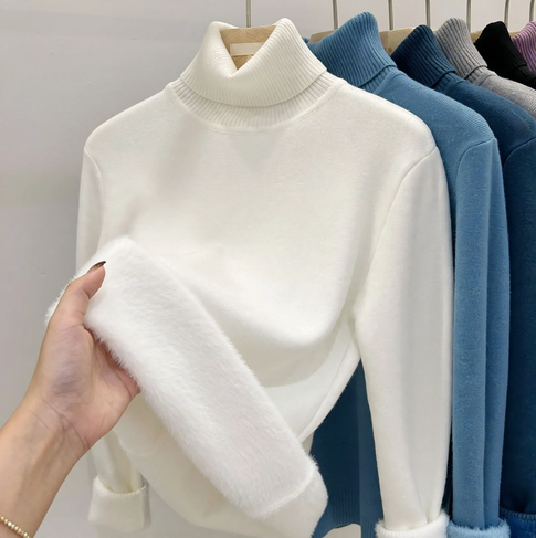 Damen-Strickpullover mit Rollkragen, körpernah