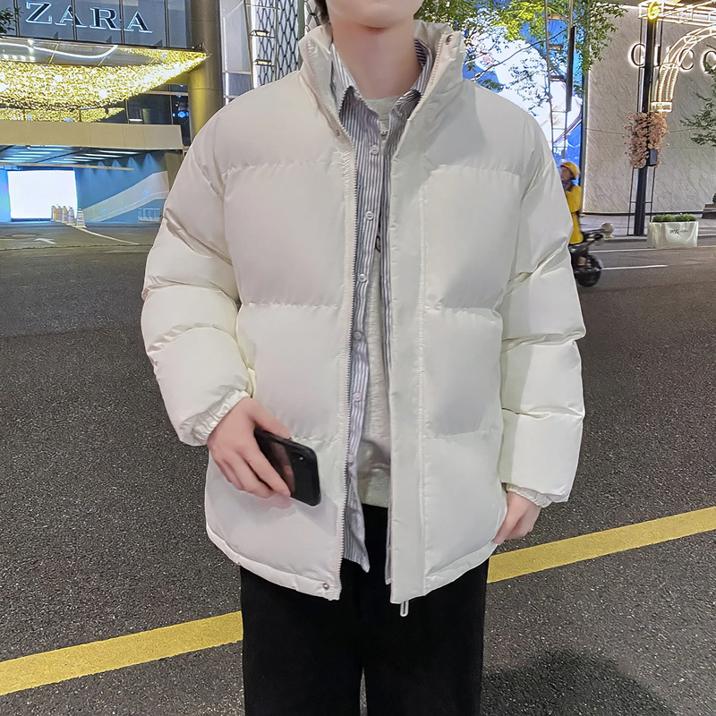 Herren-Steppjacke, einfarbig, locker, urbaner Stil