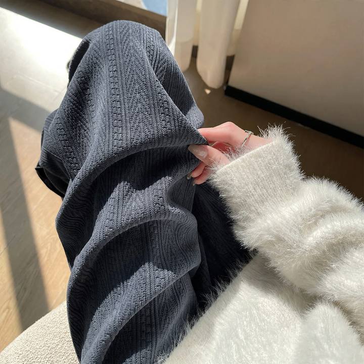 Damen-Cordhose, gerade geschnitten, hohe Taille, Freizeit