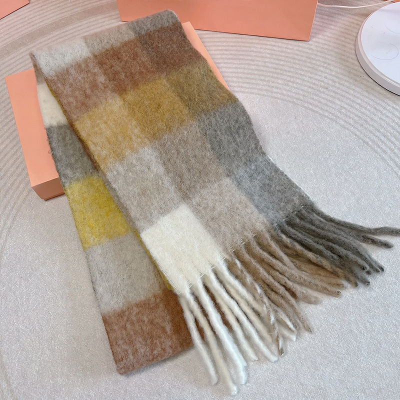 Langer Regenbogen-Schal aus Mohair-Wollmischung