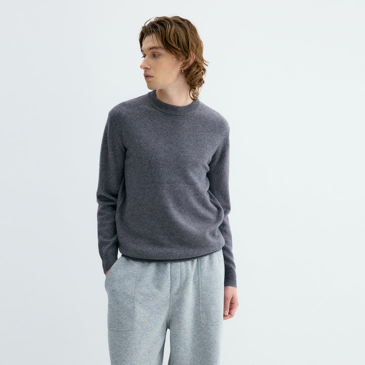Herren Pullover aus 100% Schafwolle, Stehkragen
