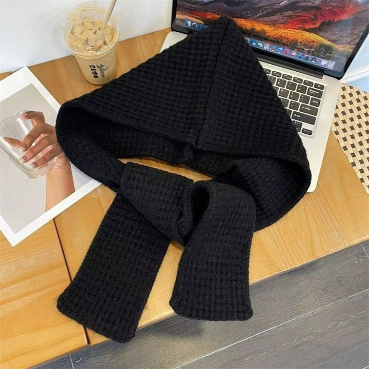 Strickmütze mit Schal, einfarbig, warm, 2-in-1 Set
