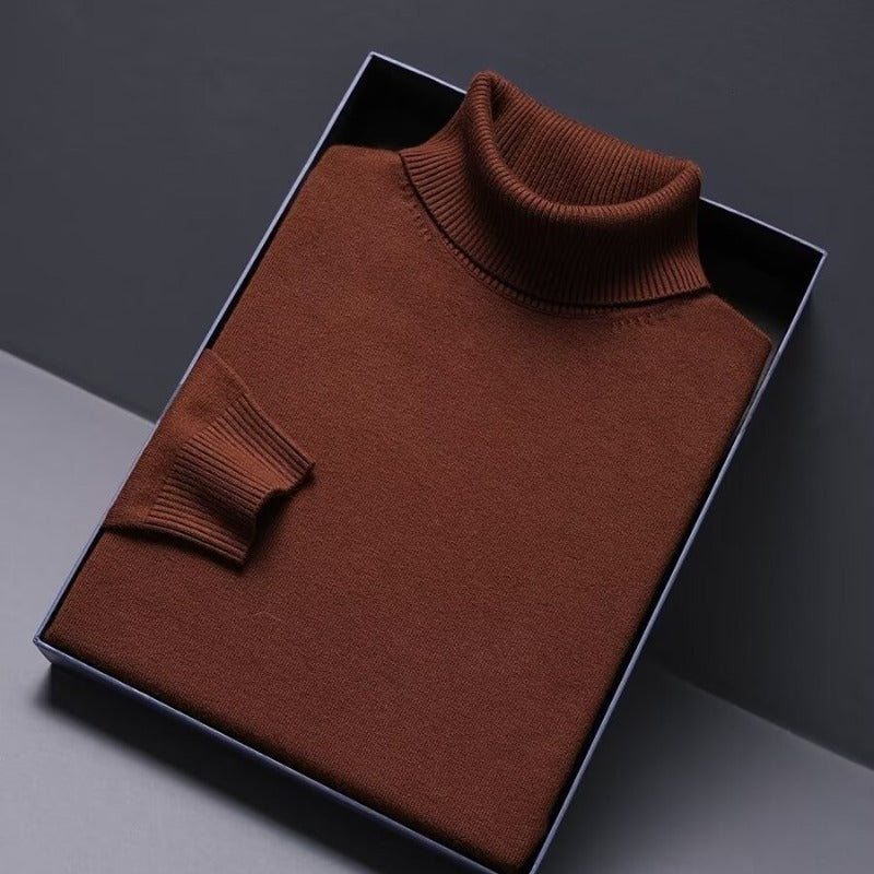 Herren-Wollpullover mit Rollkragen, schlicht und warm