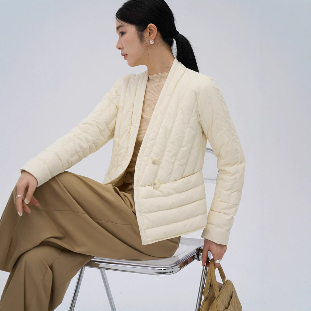 Leichte V-Ausschnitt Daunenjacke für Damen