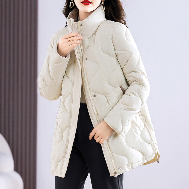 Lange Damen-Winterjacke mit Stehkragen