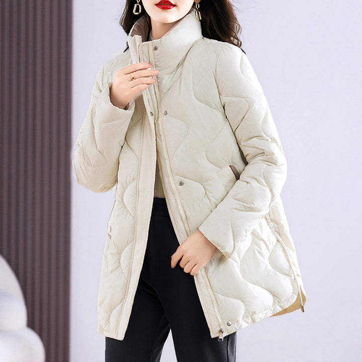 Lange Damen-Winterjacke mit Stehkragen