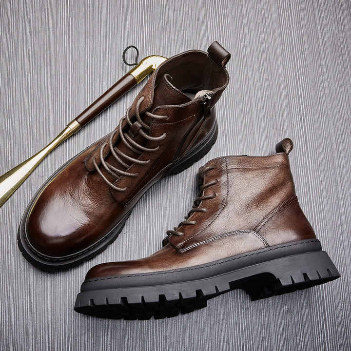 Herren-Schnürstiefel aus Rindsleder im Vintage-Stil
