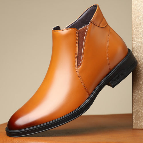 Herren-Chelsea-Stiefel, spitz zulaufend, Blockabsatz