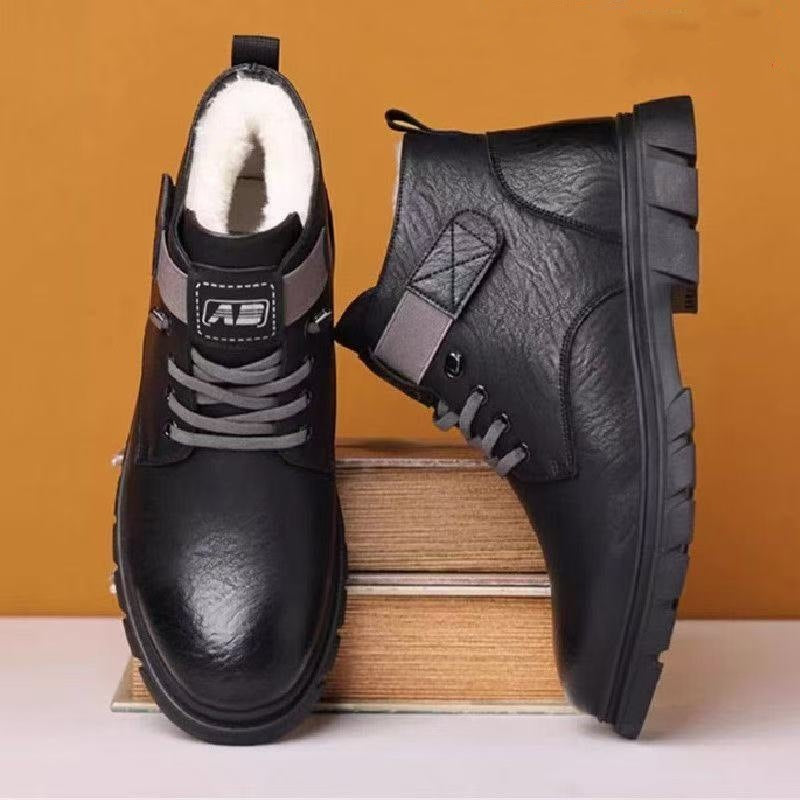 Gefütterte Herren-Stiefel, High-Top, Kunst-PU, Winter