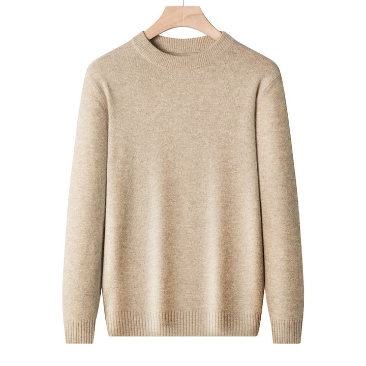 Herren-Wollpullover, Rundhalsausschnitt, einfarbig