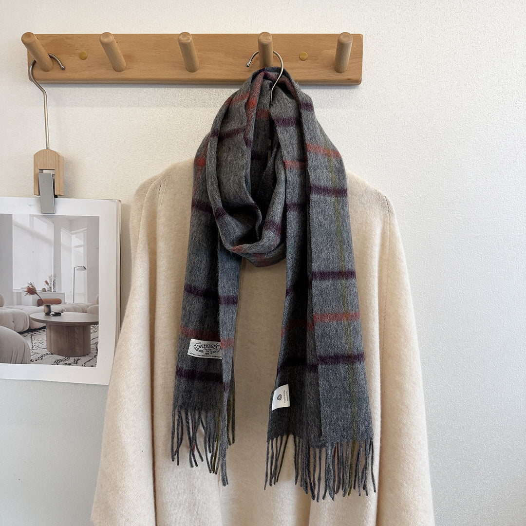 Wollschal mit Karomuster, 100% Wolle, 165x30 cm