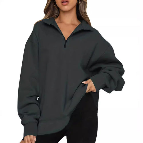 Damen-Sweatshirt mit Reißverschluss und Stehkragen