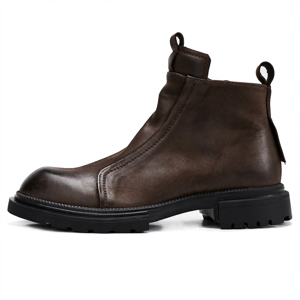 Herren-Chelsea-Stiefel mit Plateau, Echtleder