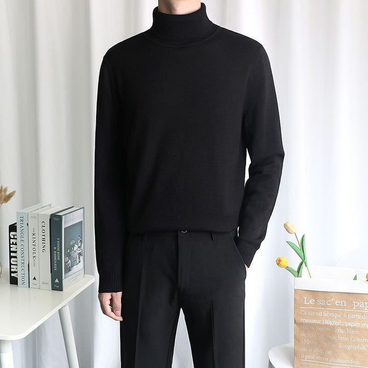 Herren-Strickpullover, schmal geschnitten, Rollkragen