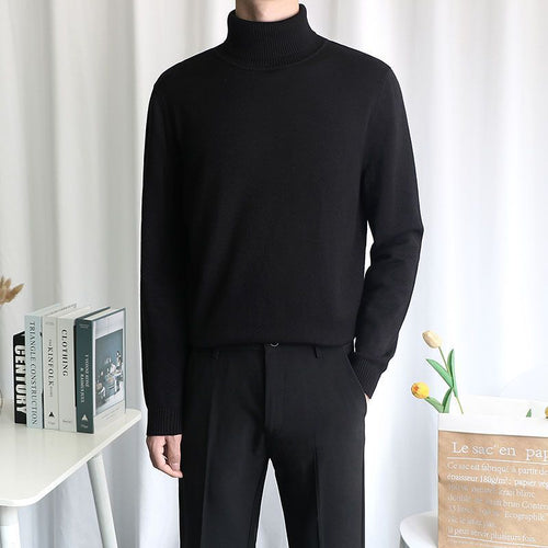 Herren-Strickpullover, schmal geschnitten, Rollkragen