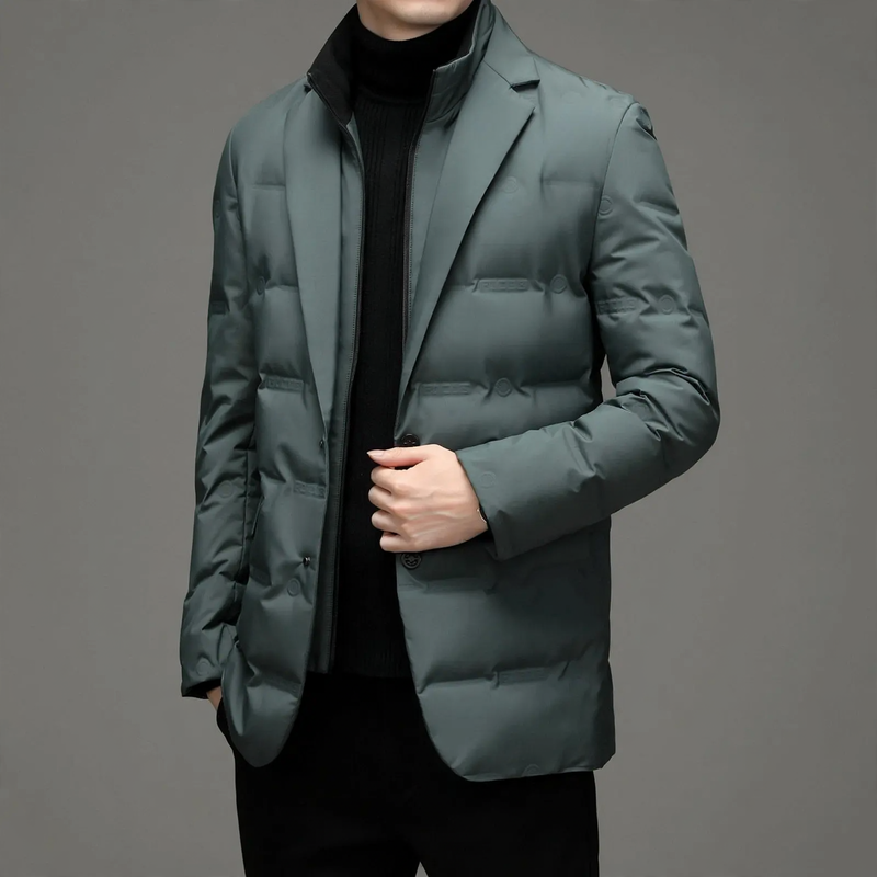 Herren-Daunenjacke im Sakko-Stil mit abnehmbarem Kragen