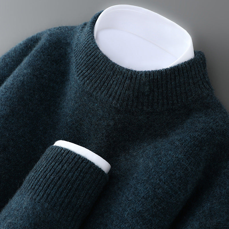 Herren-Pullover mit Stehkragen aus 100% Wolle