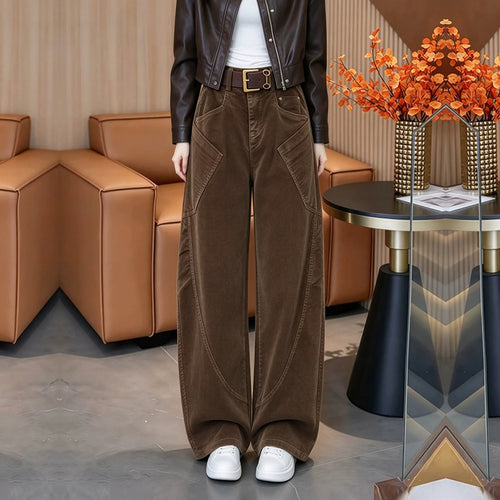 Retro-Cordhose mit hohem Bund, weit geschnitten