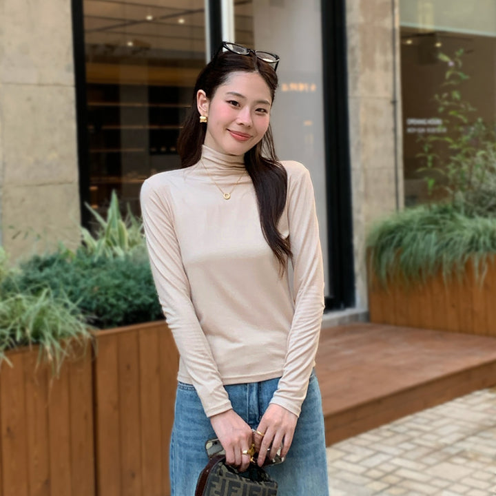 Dünner Rollkragen-Pullover, langärmelig, für Damen