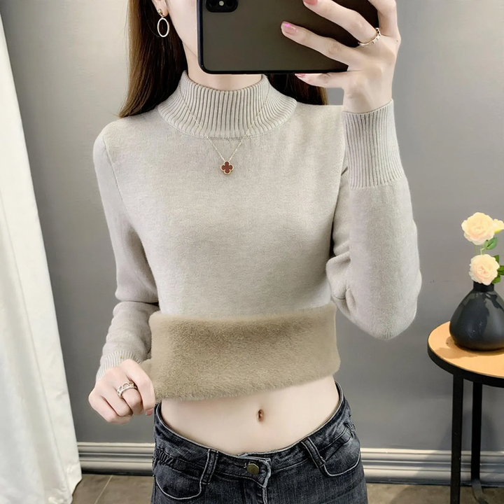 Gefütterter Damen-Strickpullover für den Winter