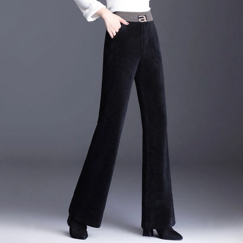 Damen-Cordhose mit weitem Bein, gefüttert