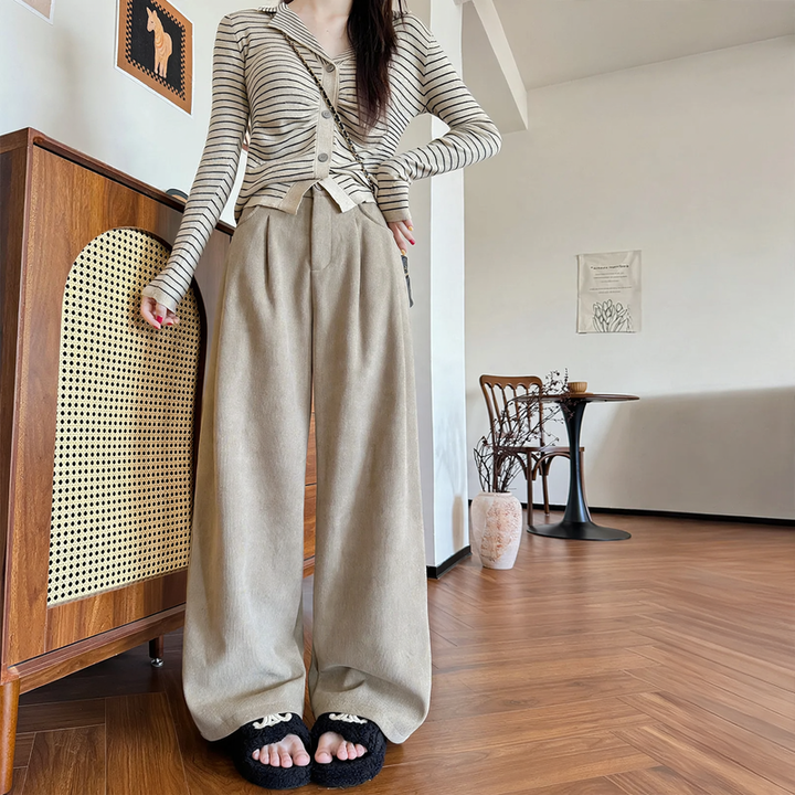 Elegante Cord-Hose für Damen, weit geschnitten