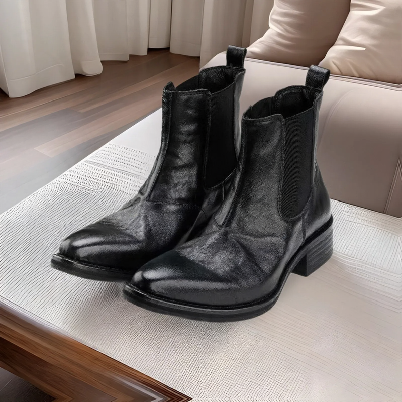 Elegante Herren-Lederstiefel mit Keilabsatz