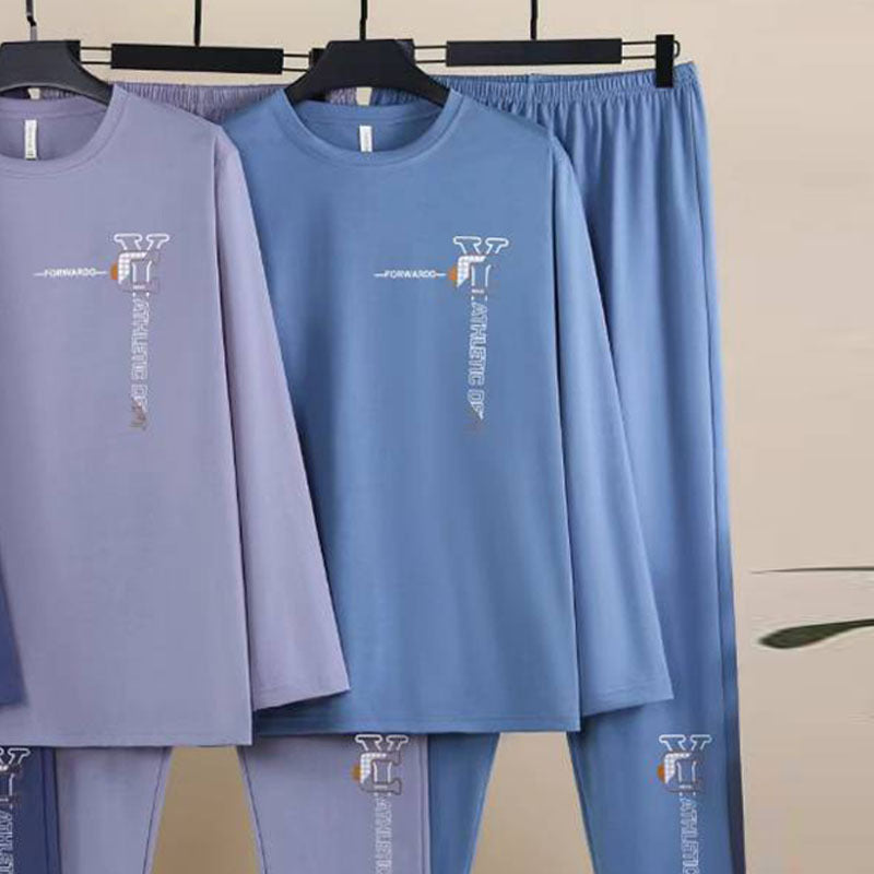 Herren-Pyjama-Set aus gekämmter Baumwolle, elastisch