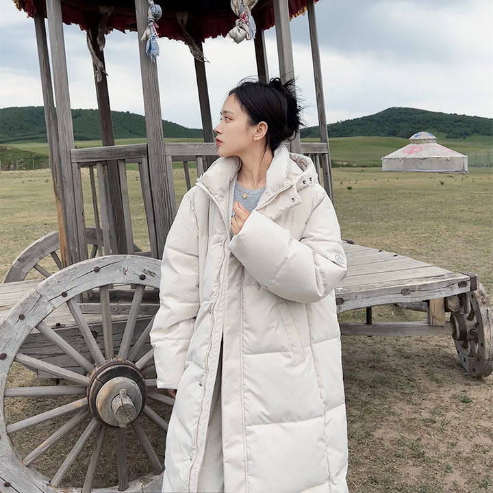 Langer, gefütterter Damen-Wintermantel im Oversize-Look