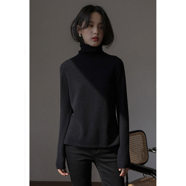 Damen-Wollpullover, Stehkragen, lockere Passform mit Schlitz