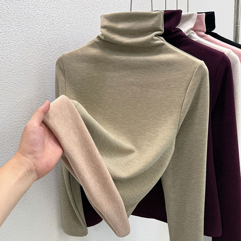 Wollmischung-Rollkragenpullover mit Thermofutter