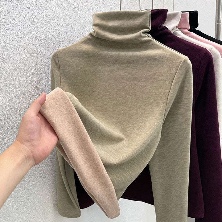 Wollmischung-Rollkragenpullover mit Thermofutter