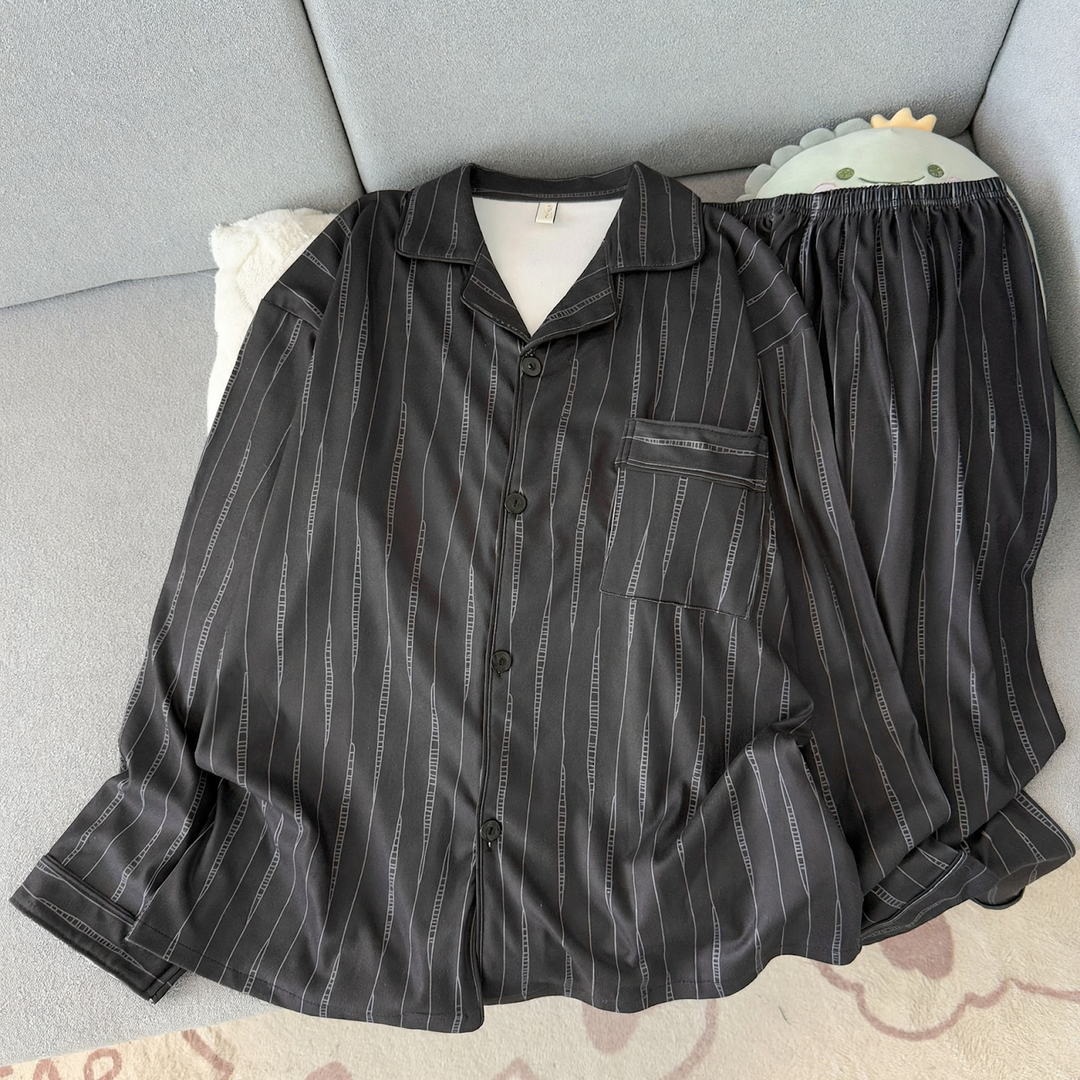 Herren-Pyjama-Set, warmes Thermomaterial, lockere Passform