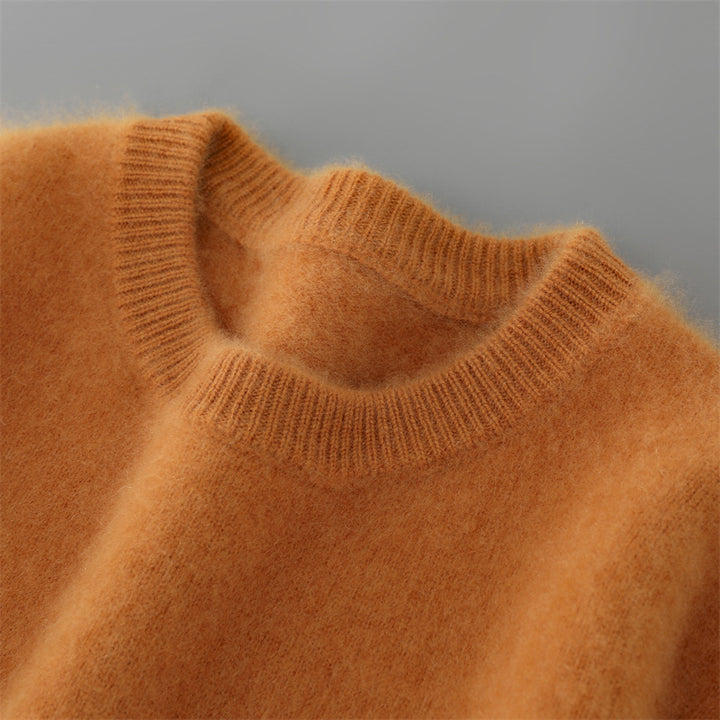 Herren-Wollpullover, Rundhals, einfarbig, Business-Casual