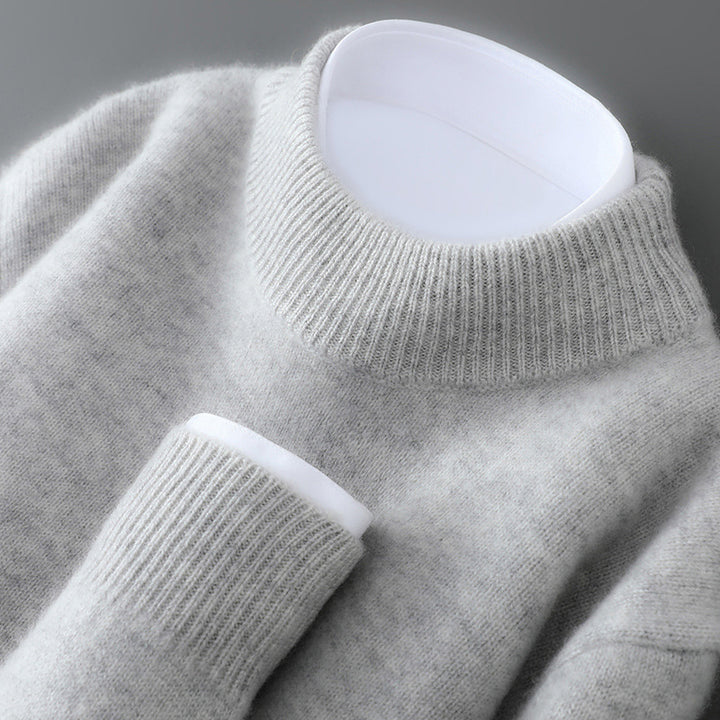 Herren-Pullover mit Stehkragen aus 100% Wolle