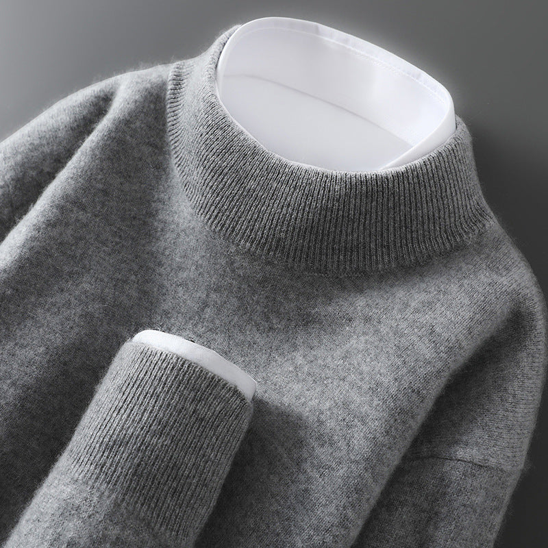 Herren-Wollpullover mit Stehkragen, 100% Wolle
