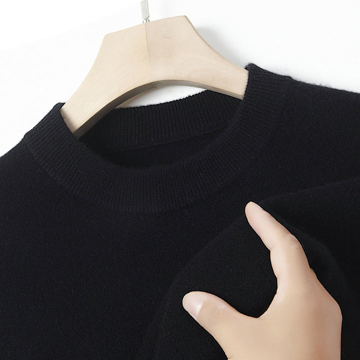 Herren-Kaschmirpullover, Rundhals, einfarbig