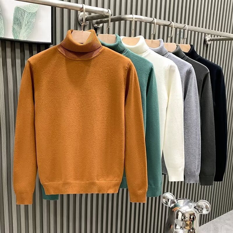 Herren-Strickpullover mit hohem Kragen, warm und lässig