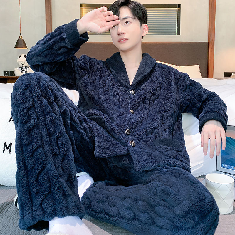 Herren-Pyjama-Set, Flanell, warm und atmungsaktiv