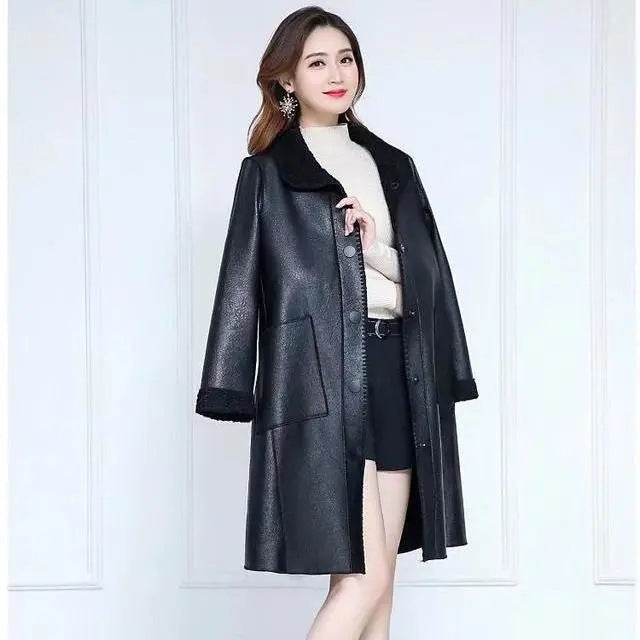 Damen-Mantel, Teddy-Fleece, mittellang, Winter