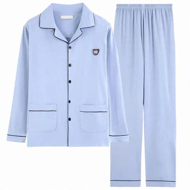 Herren-Pyjama aus 100% Baumwolle, langärmelig