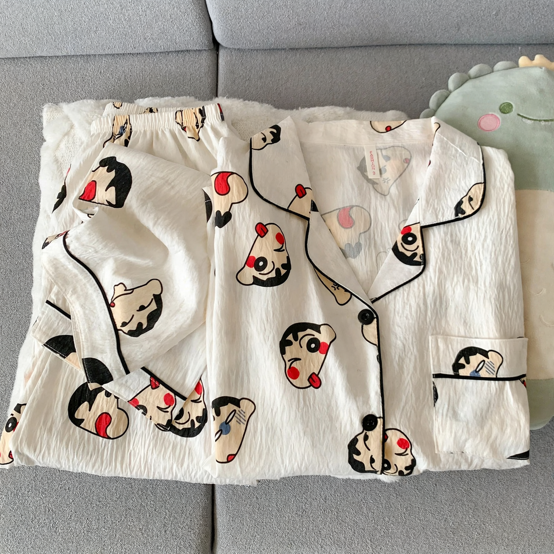 Herren-Pyjama-Set, Baumwoll-Musselin, Langarm, kariert